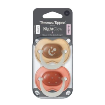 Tommee Tippee Nightglow Soothers 6-18m x2 (was SO929C)